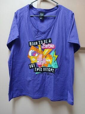 Hanes Purple Graphic Tee "Born to be a Barbie"